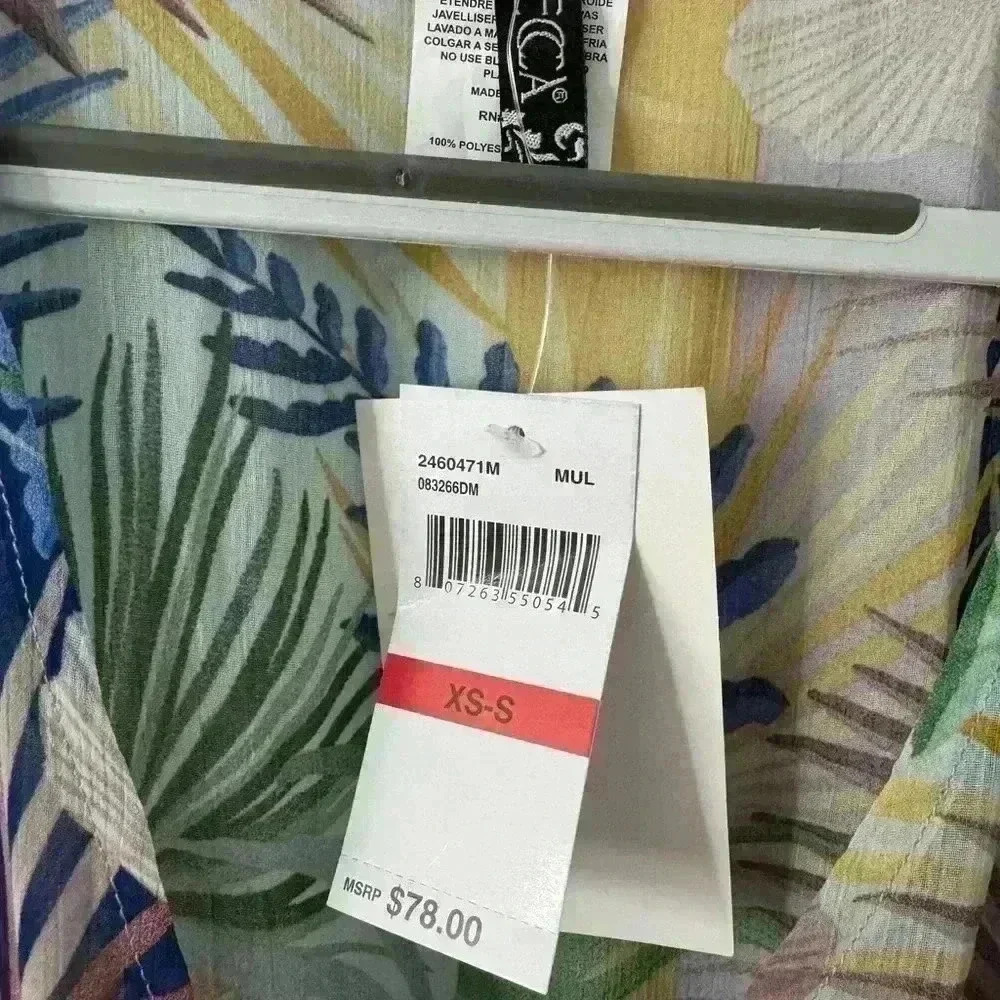 NWT Becca swim floral tropical  coverup with tie waist Sz XS-S - Picture 2 of 4